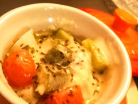 ルクルーゼで作る☆白身魚と野菜のイタリアン蒸し
